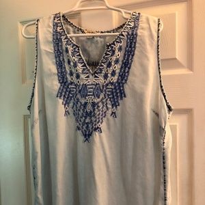 LUCKY BRAND, EMBROIDERED TUNIC, XL, SLEEVELESS